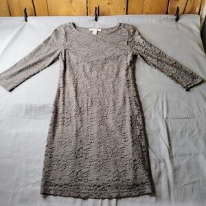 Forever 21 Gray Lace Long Sleeve Dress